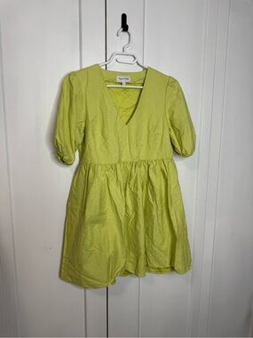 Park & Fifth Lime Green Cotton Mini Dress - Small - V Neck